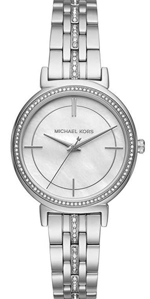  Shop Authentic Michael Kors Cinthia White Mother of Pearl Dial Silver Steel Strap Watch for Women for Women - MK3641 - Luxxuri