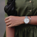  Shop Authentic Daniel Wellington Petite Sterling White Dial Silver Mesh Bracelet Watch For Women - DW00100164 - Luxxuri