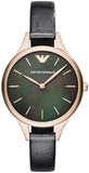  Shop Authentic Emporio Armani Aurora Mother Of Pearl Black Dial Black Leather Strap Watch For Women - AR11056 - Luxxuri
