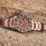  Shop Authentic Emporio Armani Diver Quartz Brown Dial Two Tone Steel Strap Watch For Men - AR11340 - Luxxuri