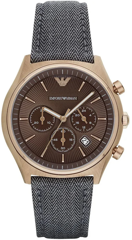 Emporio Armani Zeta Chronograph Brown Dial Gray Fabric Strap Watch for Men - AR1976