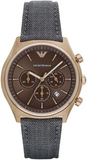 Emporio Armani Zeta Chronograph Brown Dial Gray Fabric Strap Watch for Men - AR1976