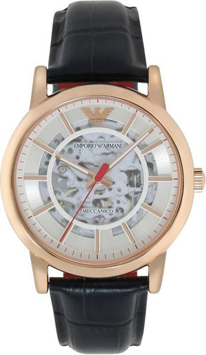  Shop Authentic Emporio Armani Meccanico Silver Dial Blue Leather Strap Watch For Men - AR60009 - Luxxuri