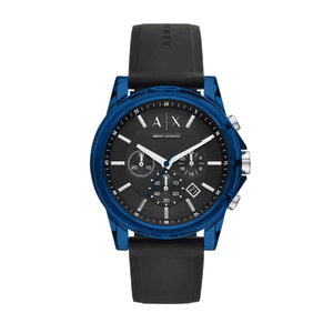  Shop Authentic Armani Exchange Outerbanks Chronograph Black Dial Black Silicone Strap Watch For Men - AX1339 - Luxxuri