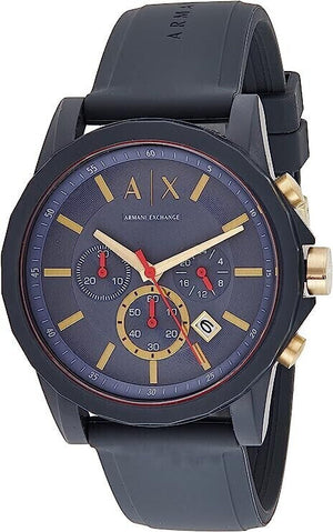  Shop Authentic Armani Exchange Outerbanks Chronograph Blue Dial Blue Silicone Strap Watch For Men - AX1335 - Luxxuri
