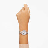  Shop Authentic Swarovski Attract Clover Crystals Silver Dial Grey Leather Strap Watch for Women - 5653350 - Luxxuri