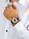  Shop Authentic Fossil Grant Automatic Skeleton White Dial Black Leather Strap Watch for Men - ME3101 - Luxxuri