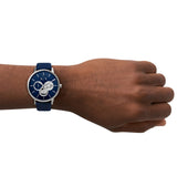  Shop Authentic Armani Exchange Cayde Chronograph Blue Dial Blue Leather Strap Watch for Men - AX2746 - Luxxuri