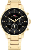  Shop Authentic Tommy Hilfiger Tyson Chronograph Black Dial Gold Steel Strap Watch For Men - 1710589 - Luxxuri