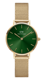  Shop Authentic Daniel Wellington Petite Emerald Green Dial Gold Mesh Strap Watch For Women - DW00100481 - Luxxuri