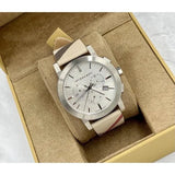  Shop Authentic Burberry The City Nova White Dial Checked Brown Leather Strap Watch for Men - BU9357 - Luxxuri