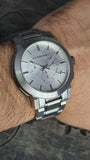  Shop Authentic Burberry The City Chronograph Silver Dial Silver Steel Strap Watch for Men - BU9350 - Luxxuri