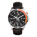  Shop Authentic Fossil Wakefield Chronograph Black Dial Black Leather Strap Watch for Men - CH2953 - Luxxuri