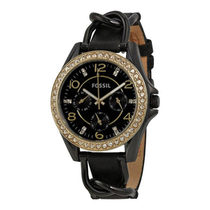  Shop Authentic Fossil Riley Black Dial Black Leather Strap Watch for Women - ES3696 - Luxxuri