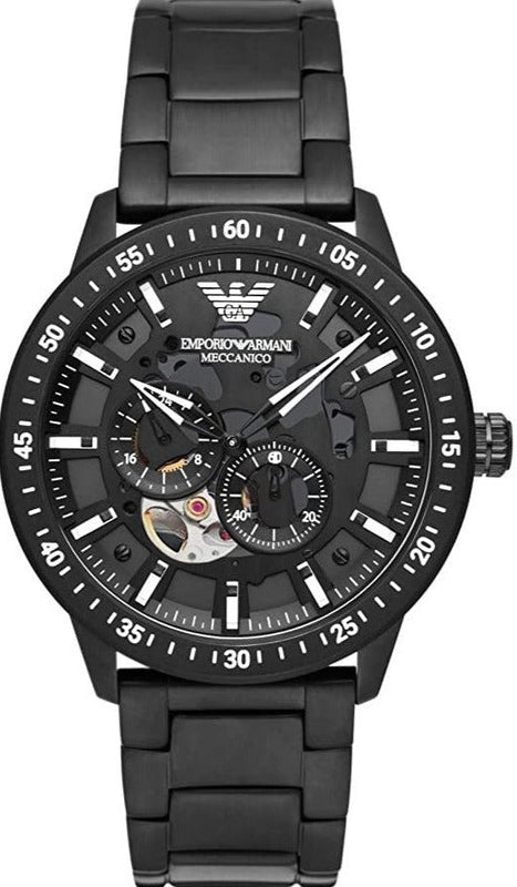  Shop Authentic Emporio Armani Meccanico Automatic Black Dial Black Steel Strap Watch For Men - AR60054 - Luxxuri