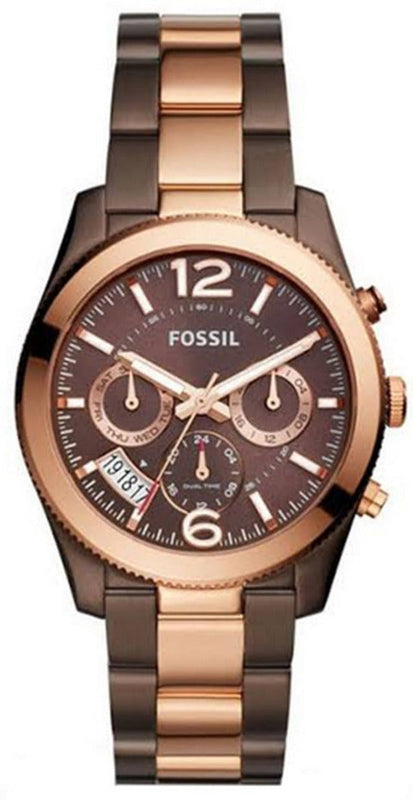  Shop Authentic Fossil Perfect Boyfriend Multifunction Brown Dial Two Tone Steel Strap Watch for Women - ES4284 - Luxxuri