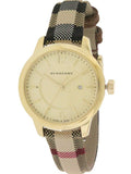  Shop Authentic Burberry Classic Champagne Gold Dial Horseferry Leather Strap Watch for Women - BU10104 - Luxxuri