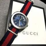  Shop Authentic Gucci GG2570 Quartz Blue Dial Blue & Red Nylon Strap Watch For Men - YA142304 - Luxxuri