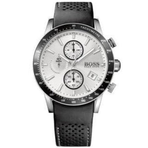  Shop Authentic Hugo Boss Rafale Chronograph Quartz Silver Dial Black Leather Strap Watch For Men - 1513403 - Luxxuri