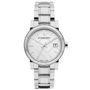  Shop Authentic Burberry The City White Dial Silver Steel Strap Watch for Women - BU9100 - Luxxuri