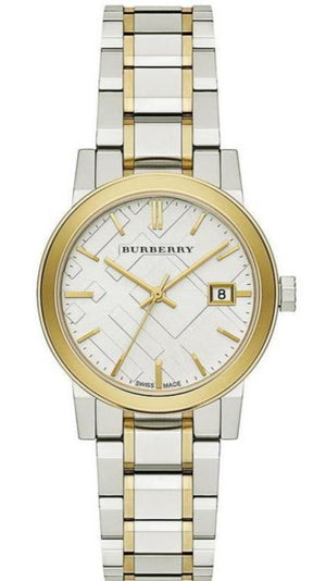  Shop Authentic Burberry The City White Dial Two Tone Steel Strap Watch for Women - BU9115 - Luxxuri