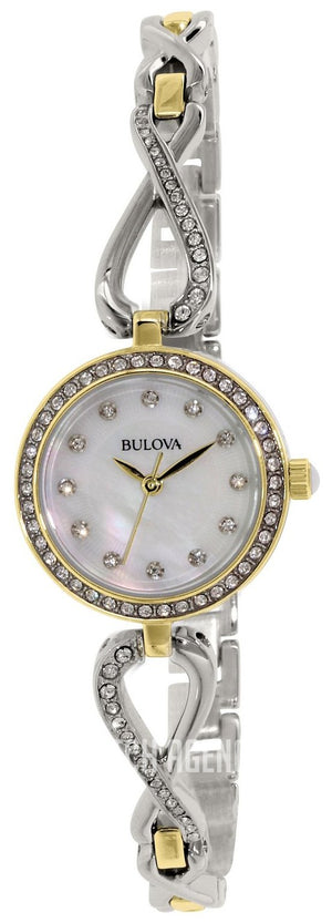  Shop Authentic Bulova Analog Crystals Mother of Pearl Dial Silver Steel Strap Watch for Women - 98X109 - Luxxuri