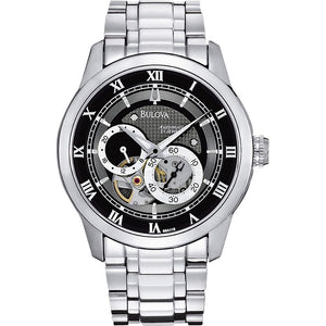  Shop Authentic Bulova BVA Dual Aperture Black Dial Silver Steel Strap Watch for Men - 96A119 - Luxxuri