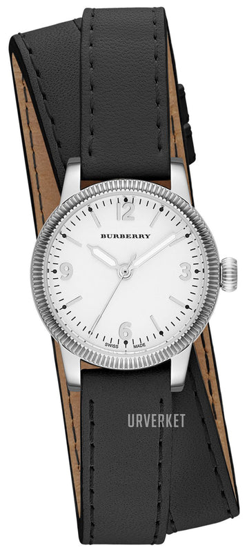  Shop Authentic Burberry Utilitarian White Dial Black Leather Strap Watch for Women - BU7845 - Luxxuri
