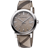  Shop Authentic Burberry The City Grey Dial Checked Grey Leather Strap Watch for Women - BU9118 - Luxxuri