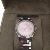  Shop Authentic Burberry The City Pink Dial Silver Steel Strap Watch for Women - BU9124 - Luxxuri