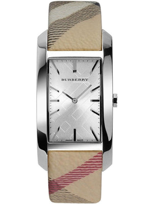  Shop Authentic Burberry The Pioneer Silver Dial Haymarket Beige Leather Strap Watch for Women - BU9406 - Luxxuri
