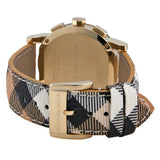  Shop Authentic Burberry The City White Dial Haymarket Beige Leather Strap Watch for Women - BU9752 - Luxxuri