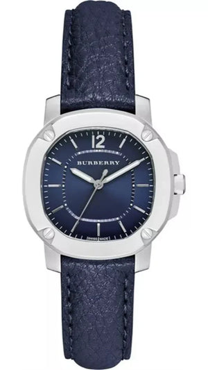  Shop Authentic Burberry The Britain Blue Dial Blue Leather Strap Watch for Women - BBY1716 - Luxxuri