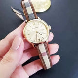  Shop Authentic Burberry The Classic Gold Dial Brown Leather Strap Watch for Women - BU10114 - Luxxuri