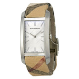  Shop Authentic Burberry The Pioneer Silver Dial Haymarket Beige Leather Strap Watch for Women - BU9406 - Luxxuri