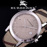  Shop Authentic Burberry The City Grey Dial Checked Grey Leather Strap Watch for Women - BU9118 - Luxxuri