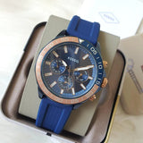  Shop Authentic Fossil Bannon Multifunction Blue Dial Blue Silicone Strap Watch for Men - BQ2498 - Luxxuri