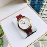  Shop Authentic Versace Audrey Quartz Silver Dial Red Leather Strap Watch for Women - VELR00219 - Luxxuri