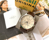  Shop Authentic Fossil Forrester Chronograph White Dial Brown Leather Strap Watch for Men - FS5696 - Luxxuri