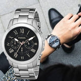  Shop Authentic Fossil Grant Chronograph Black Dial Silver Steel Strap Watch for Men - FS4994 - Luxxuri