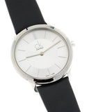  Shop Authentic Calvin Klein Minimalist White Dial Black Leather Strap Watch for Men - K3M211C6 - Luxxuri