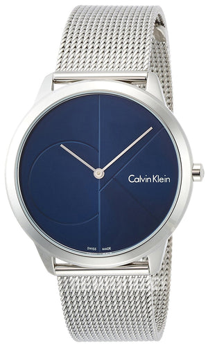  Shop Authentic Calvin Klein Minimal Blue Dial Silver Mesh Bracelet Watch for Men - K3M2112N - Luxxuri