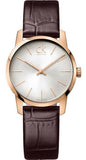  Shop Authentic Calvin Klein City White Dial Brown Leather Strap Watch for Men - K2G21629 - Luxxuri
