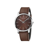  Shop Authentic Calvin Klein City Brown Dial Brown Leather Strap Watch for Men - K2G211GK - Luxxuri