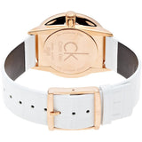  Shop Authentic Calvin Klein Accent Silver Dial White Leather Strap Watch for Women - K2Y216K6 - Luxxuri