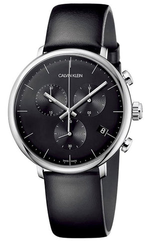  Shop Authentic Calvin Klein High Noon Chronograph Black Dial Black Leather Strap Watch for Men - K8M271C1 - Luxxuri