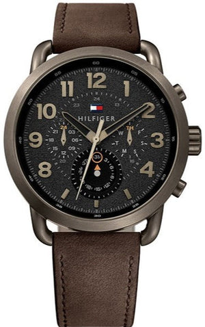  Shop Authentic Tommy Hilfiger Briggs Chronograph Black Dial Brown Leather Strap Watch for Men - 1791425 - Luxxuri