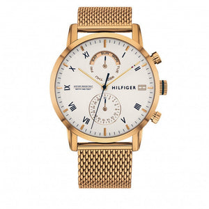  Shop Authentic Tommy Hilfiger Kane White Dial Gold Mesh Bracelet Watch for Men - 1710403 - Luxxuri