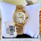  Shop Authentic Michael Kors Lexington Quartz Silver Dial Gold Steel Strap Watch For Women - MK3229 - Luxxuri