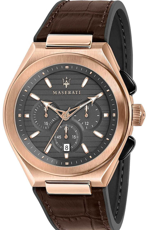  Shop Authentic Maserati Triconic Chronograph Grey Dial Brown Leather Strap Watch For Men - R8871639003 - Luxxuri